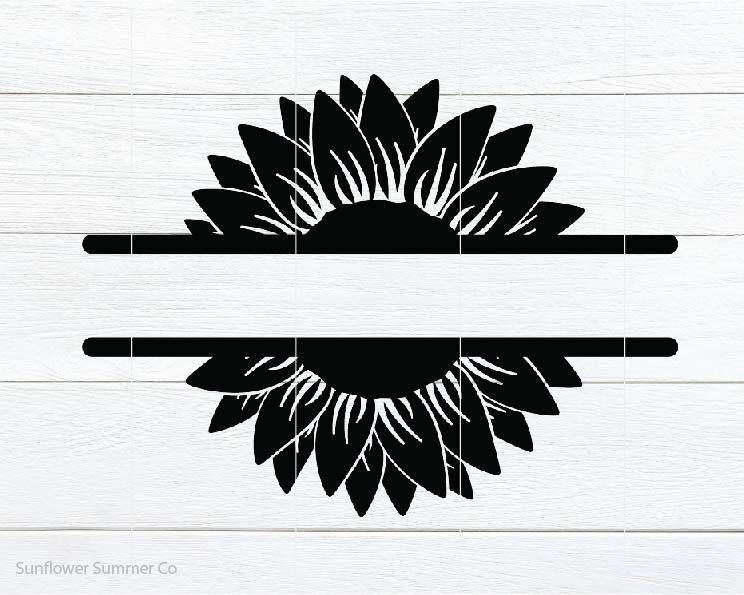 Pretty Split Sunflower Monogram SVG