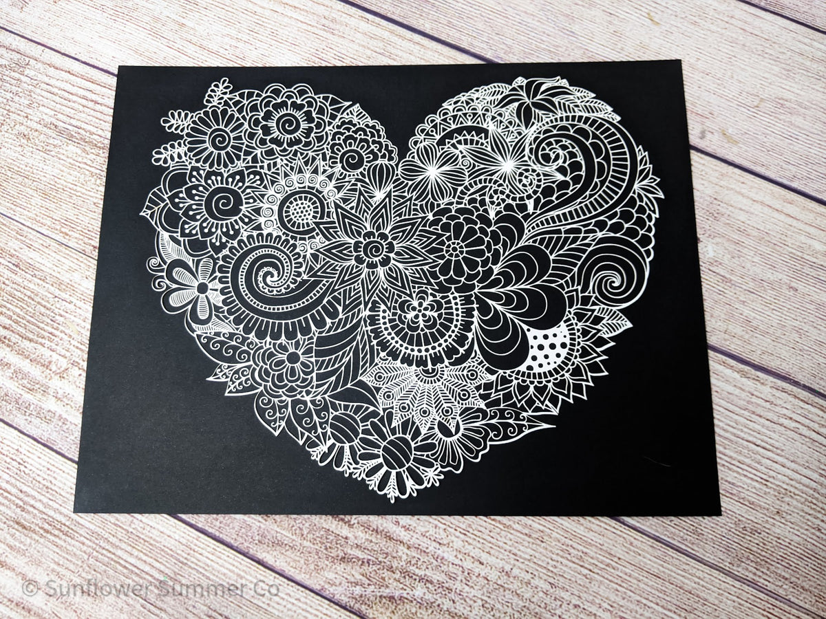 Floral Heart Paper Cut Out
